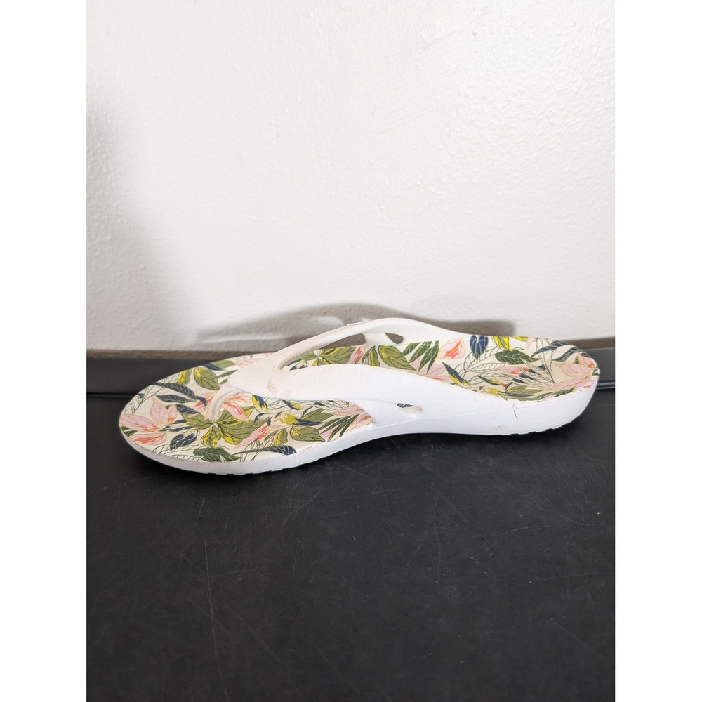 Crocs Kadee II Flip Flops Womens 10 White Tropical Floral Print Sandals 205078 - Picture 8 of 10
